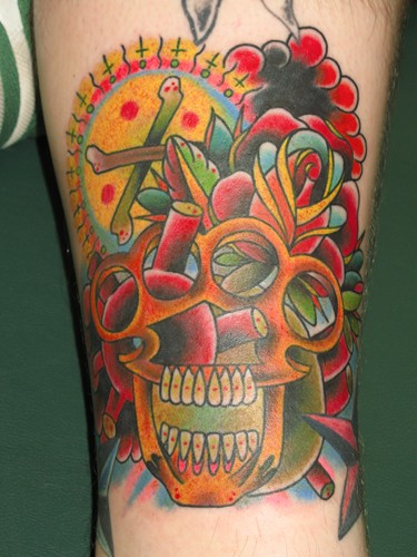 Tattoos - Traditional Old School tattoos - jawbone and brass knucks